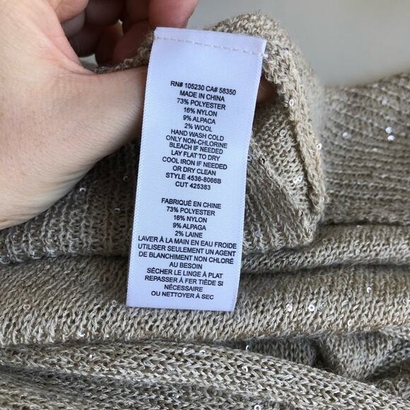 Joie Mildred Sequin Beige Cowl Neck Sweater - Picture 5 of 5